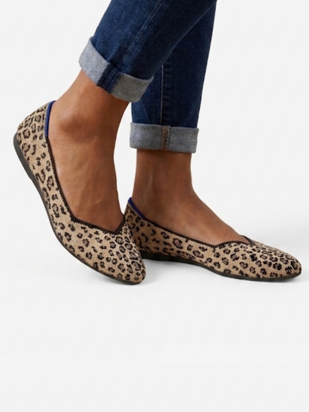Rothy's Leopard Print Flats in Tan and Black
